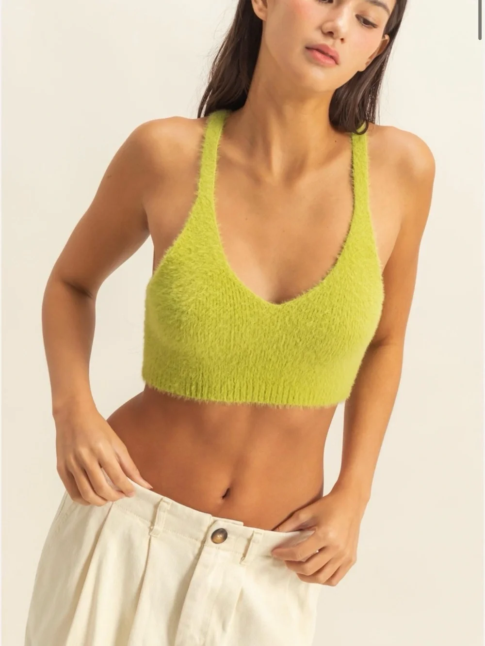HYFVE Lime Green Fuzzy Crop Tank - MWT - Medium - Picture 2 of 5